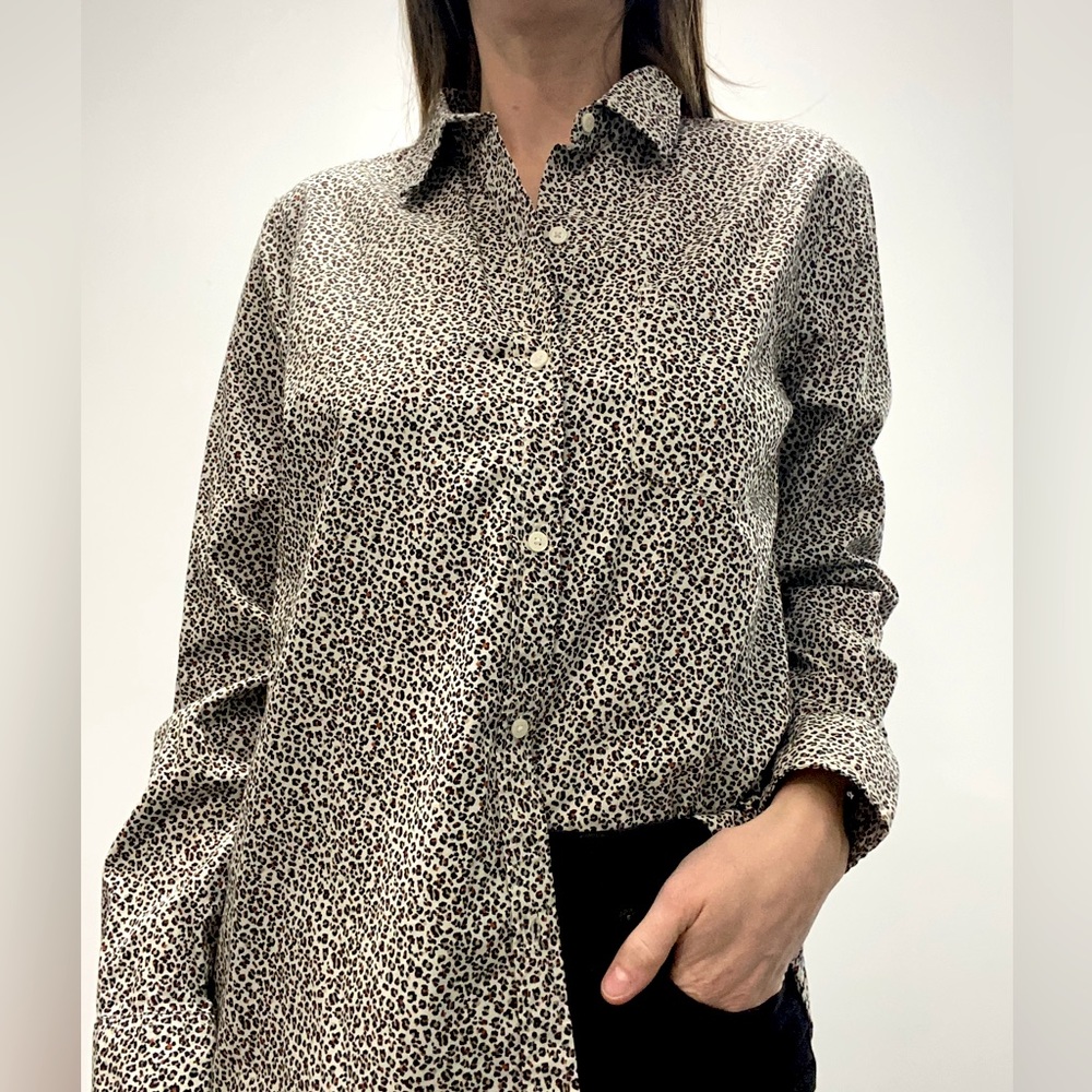 Leopard print oversized button down
